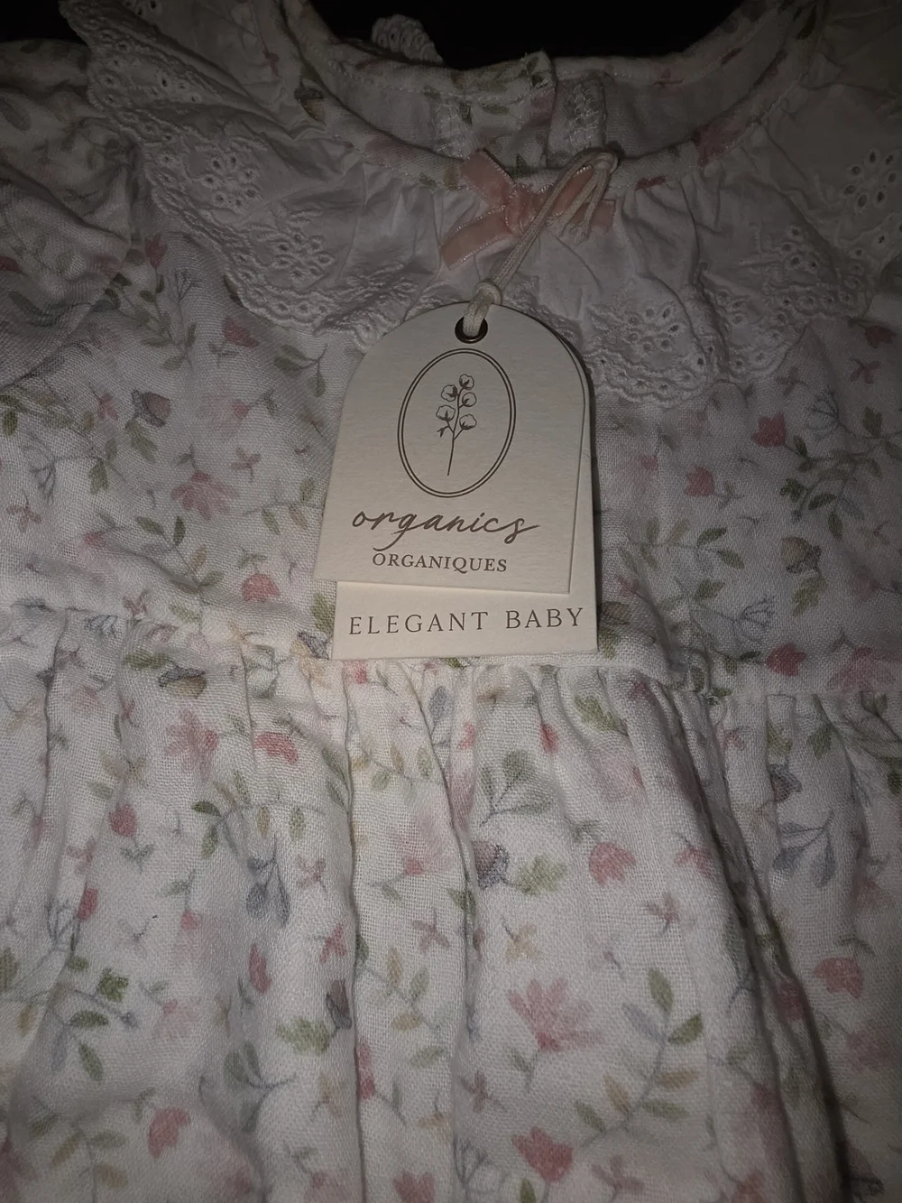 Delicate Floral Ruffle Collar Baby Romper - White with Pink & Green
